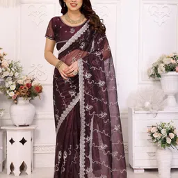 Moda Rapido Floral Embroidered Pure Chiffon Saree-image-38