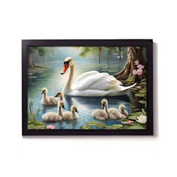 Aura White & Green 1 Piece Synthetic Wood Birds and Animals Wall Paintings-32