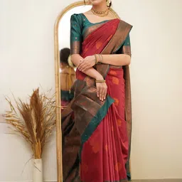 KALINI Woven Design Zari Pure Silk Kanjeevaram Saree-image-84