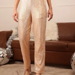Molly & Michel Women Textured Embellished Non Iron Trousers-image-15