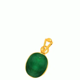 GenZcomplex Unisex Gold-Plated Emerald Stones Studded Oval Shaped Pendant-image-9
