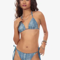 Lemonlords Printed Triangle Bikini Swim Top-0