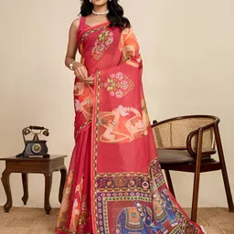 Nayanthara Trends Ethnic Motifs Printed Saree-image-33