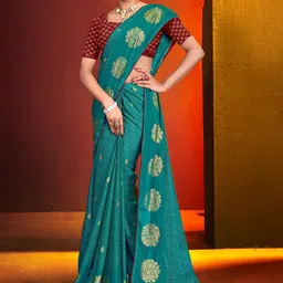 Reboot Fashions Floral Sequinned Pure Georgette Maheshwari Saree-picture-23