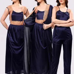 NIGHT KEYS Solid Short Sleeves Maxi Sweat Nightdress-image-60