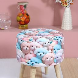Shadowkart Pink & Blue Velvet Round Ottomans-image-82