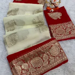 PAYAL CREATION Woven Design Zari Pure Georgette Maheshwari Saree-15