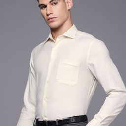 Louis Philippe Classic Fit Self Design Textured Pure Cotton Formal Shirt-picture-12