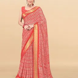 SHIVRUH Bandhani Zari Pure Chiffon Saree-image-93