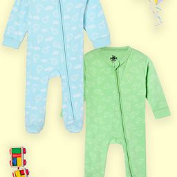 The Mom Store Infants Pack of 2 Printed Cotton Sleepsuit-image-90