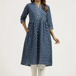 Jaipur Kurti Ethnic Printed Gathered Cotton Kurta-picture-32
