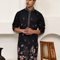 Anouk Men Floral Printed Mandarin Collar Straight Kurta-picture-5