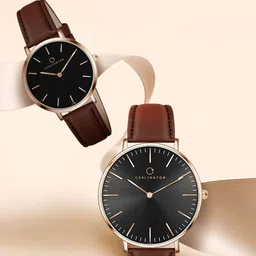 CARLINGTON Unisex Dial & Leather Bracelet Style Straps Analogue Watch 2043 Brown + 2044-49
