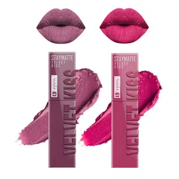 krayons Set Of 2 Velvet Kiss Liquid Lipstick - 3.5 ml Each - Pink Punch 06-Orchid Love 10-15
