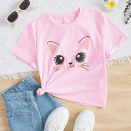 Kotty Girls Printed Drop-Shoulder Sleeves T-shirt-image-85