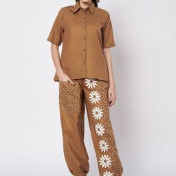 9rasa Printed Shirt Collar Neck Shirt With Trousers Co-Ords-image-46
