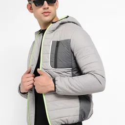 Campus Sutra Windcheater Hooded Puffer Jacket-image-77