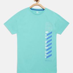 HRX by Hrithik Roshan U-17 Boys Turquoise Graphic Bio-Wash Lifestyle Tshirt-image-26