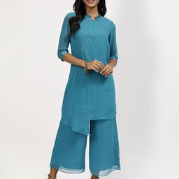 LELA Mandarin Collar Embroidered Tunic-image-6
