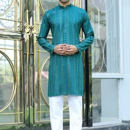 KRAFT INDIA Men Ethnic Motifs Kurta with Pyjama-image-22
