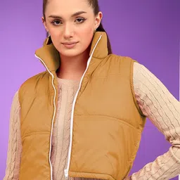 Kotty Women Insulator Crop Puffer Jacket with Embroidered-image-92