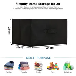 Aura Black Set of 3 Regular Foldable & Multipurpose Wardrobe Storage box Drawer Organiser image 5
