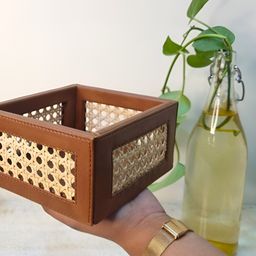 SMITAM LIFESTYLE Brown Wooden Mini Square Basket-image-55