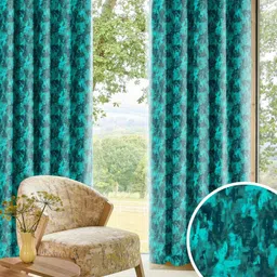 Myntra Elegant Homes Eden Premium Teal 2 Pieces Printed Black Out Long Door Curtain-19