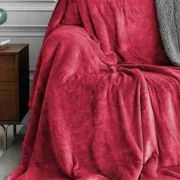 RF RELAXFEEL Maroon & Grey Heavy Winter 500 GSM Double Bed Blanket-image-11