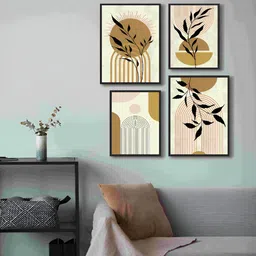 999Store Gold-Toned & White 4 Piece Canvas Other Wall Paintings-73