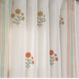 Peepul Tree Rust & White Set of 2 Floral Sheer Window Curtain image 4