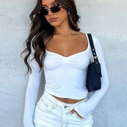 StyleCast Women Sweetheart Neck Long Sleeves Crop Top-picture-34