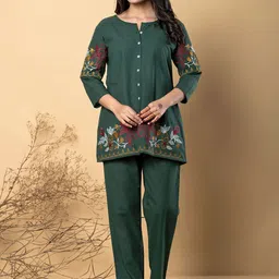 Readiprint Fashions Floral Embroidered Tunic WIth Trousers-image-34