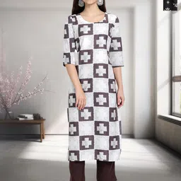 HERE&NOW Selection Of 2 Geometric Printed Round Neck Straight Kurtas-image-82