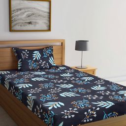 Myntra Elegant Homes Charcoal & Blue Printed 300TC Single Bedsheet Set 2.50 m x 1.50 m-image-30