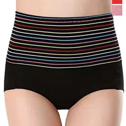 Taslar Pack Of 3 Striped Cotton Hipster Briefs 036TLARBREF_BLK_LPNK_RD-image-45