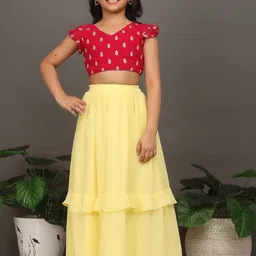 Ethnovog Girls Embroidered Ready to Wear Lehenga & Blouse With Dupatta-picture-12