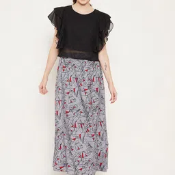 Bitterlime Women Black & Grey Top with Skirt-image-12