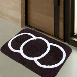 Kuber Industries Brown & Grey 2 Pcs Geometric Pattern Anti Slip Absorbent Fluffy Doormats-14