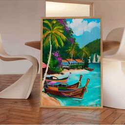 Aura Blue & Green Tropical Wooden Wall Frame-picture-35
