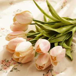 Pure Home and Living Yellow & Green Single Faux Tulip Spray Artificial Flower-image-90