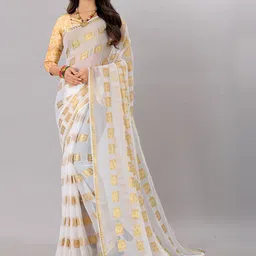 Rhey Woven Design Beads and Stones Pure Chiffon Banarasi Saree-picture-54