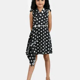 Peppermint Girls Black Chiffon Polka Dot PrintedDress-image-76
