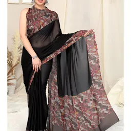 KALINI Printed Border Chiffon Saree-16