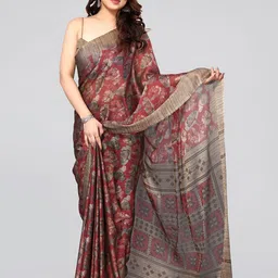 MIRCHI FASHION Maroon & Rust Floral Printed Saree-picture-46