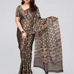 MIRCHI FASHION Black & Cream-Coloured Geometric Printed Saree-picture-28