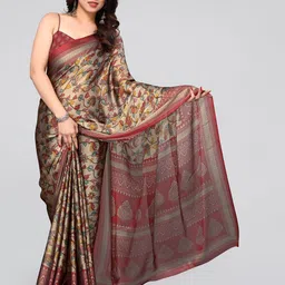KALINI Floral Poly Chiffon Saree With Blouse Piece-picture-47