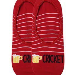 Bonjour Men Pack of 2 Red Shoe Liner Socks For Cricket Lovers-image-48