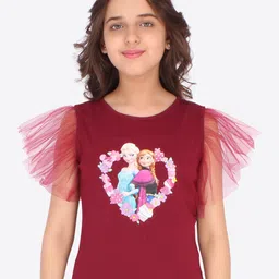 CUTECUMBER Maroon Print Applique Top-37