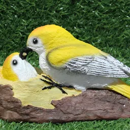 Vikarafty Yellow & White Birds and Animals Showpiece-25